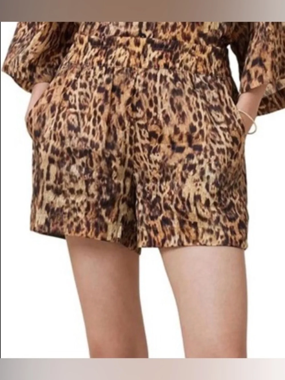 NWT All Saints Leopard Print High-Waist Shorts - Picture 2 of 10
